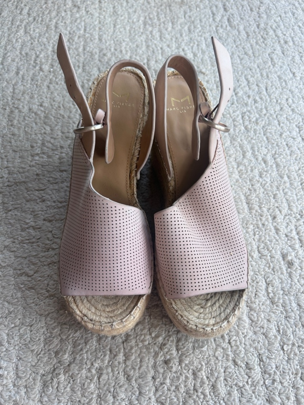Marc Fisher "Andela" Blush Pink Espadrille Slingback Wedge Sandals - Picture 3 of 8